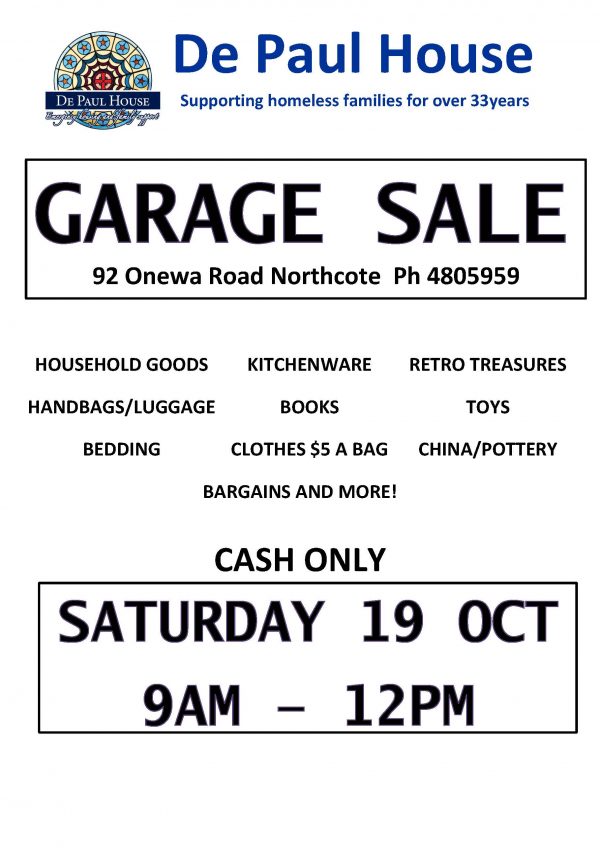 De Paul House Garage Sale Carmel College