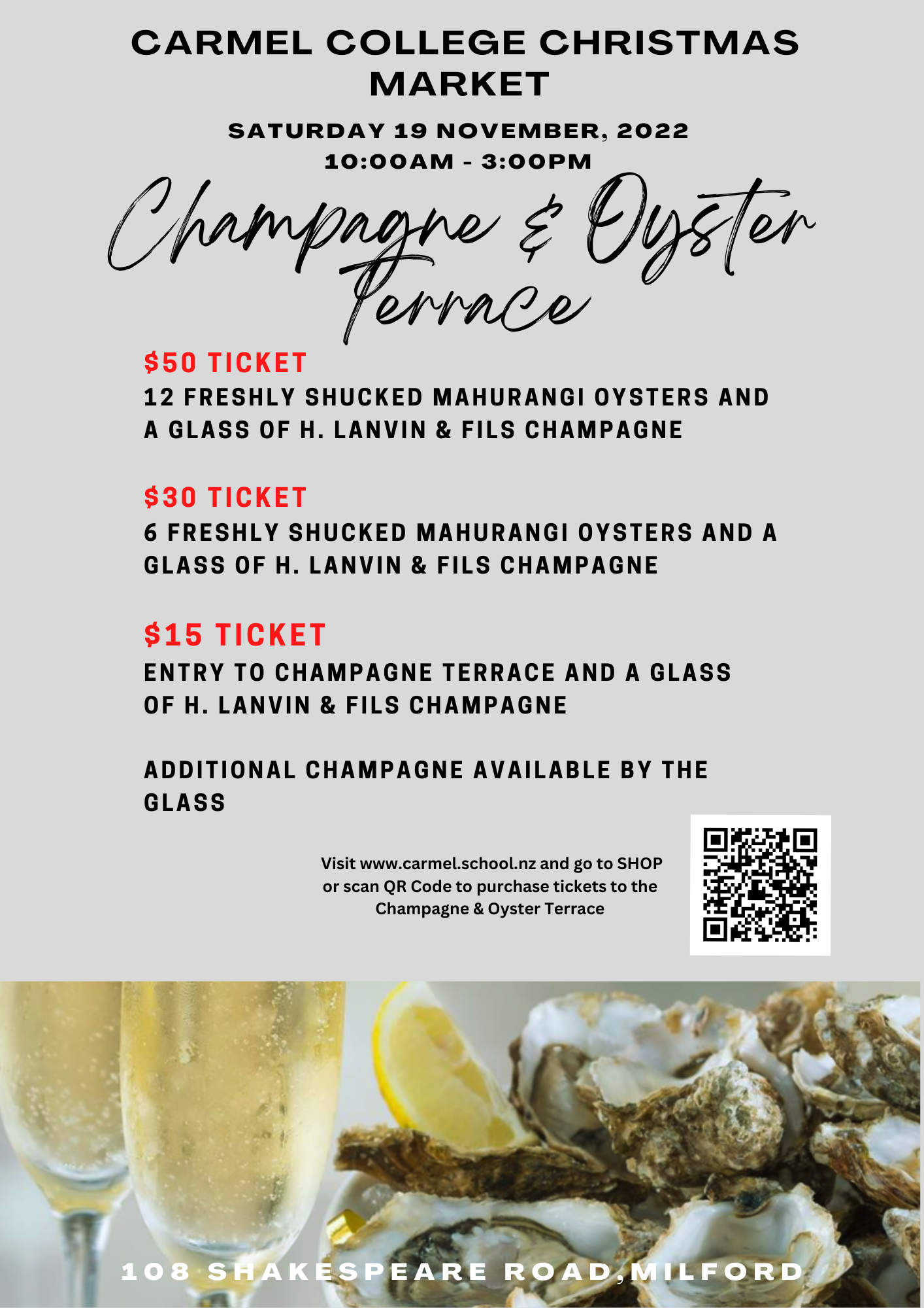 Read more about the article Christmas Market – 19 November – Champagne & Oyster Terrace NEW TICKET OPTIONS AVAILABLE